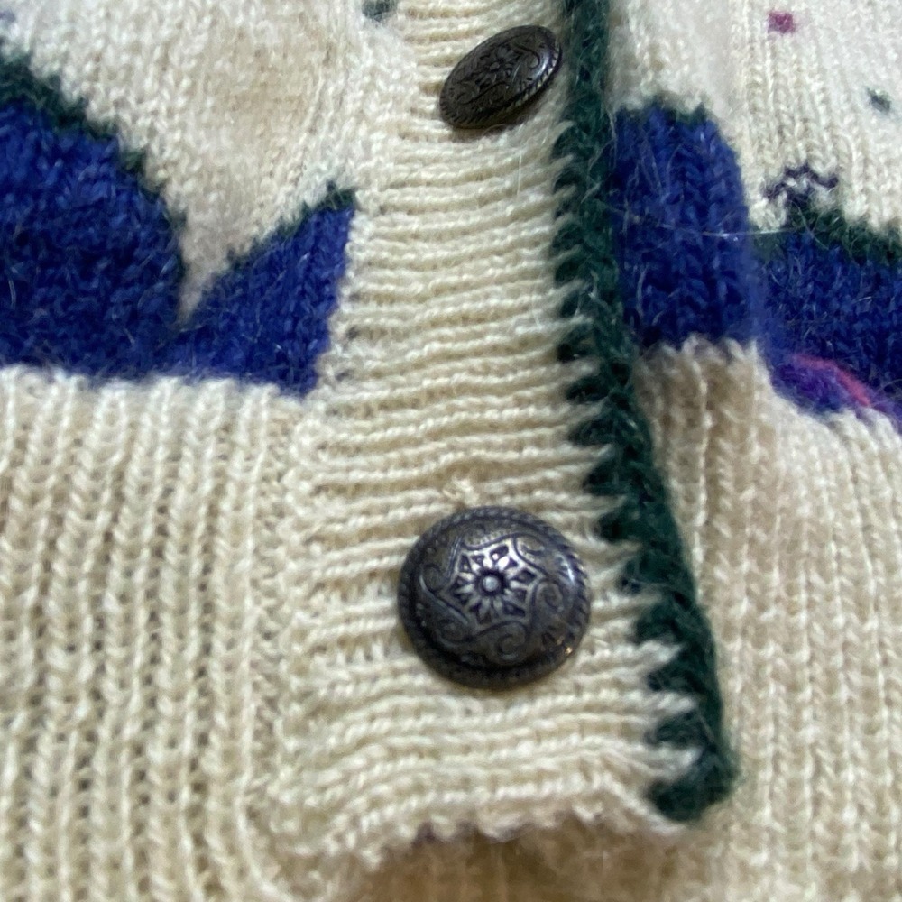 Woolrich Cardigan Sweater Womens SMALL Nordic Fair Isle Handframed Wool Blend - Picture 2 of 10